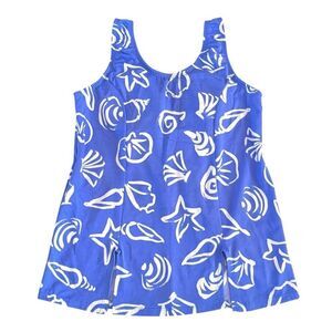 Vintage Seashell Print Tankini Swim Top